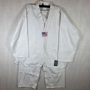 ProForce White Martial Arts Gi Uniform Set Jacket & Pants w/ USA Flag Patch